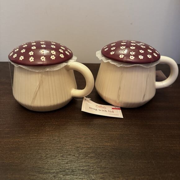 Target Bullseye Playground Mushroom Mug Set of 2 Cup Lid 17 oz Fall New - Picture 4 of 14